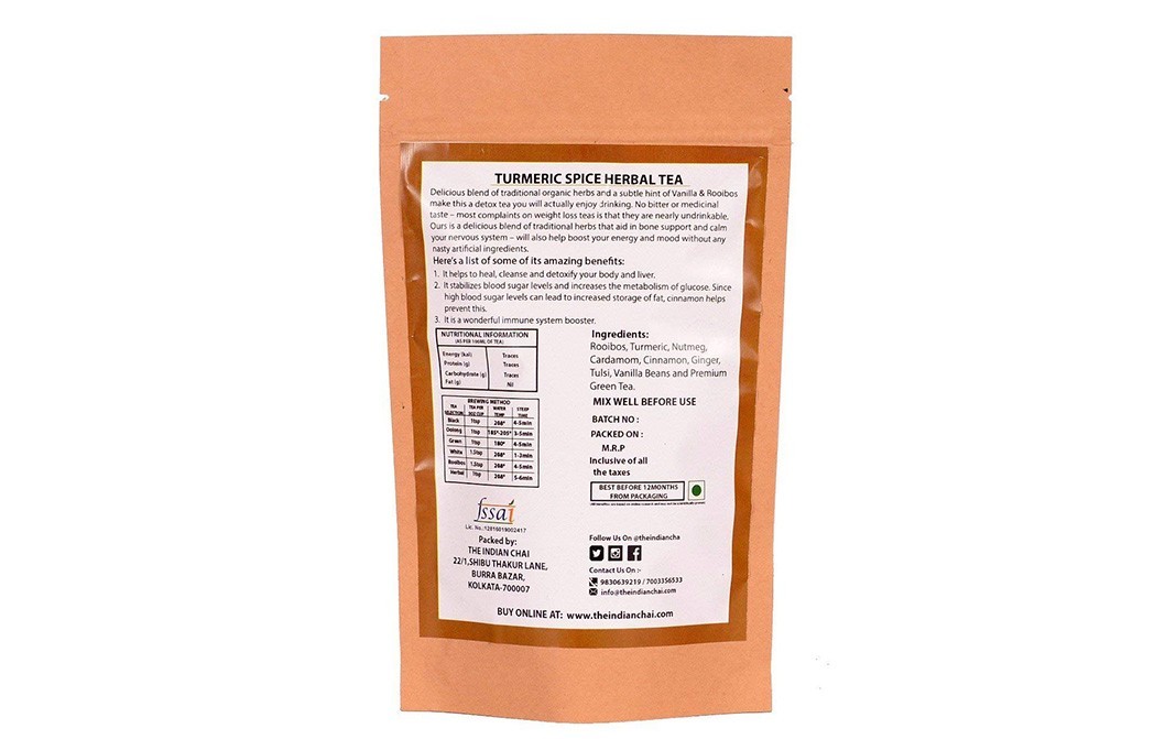 The Indian Chai Turmeric Spice Herbal Tea    Pack  100 grams